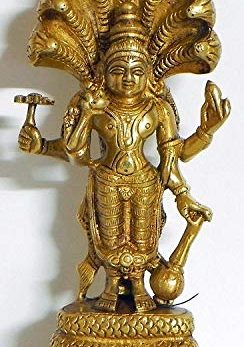Shri Narayan Standing on Snake Base Brass Idol