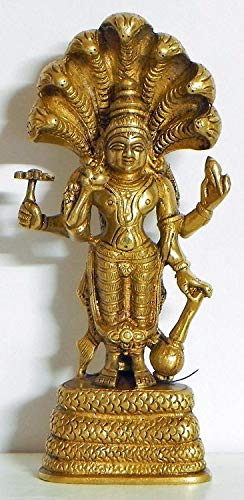 Shri Narayan Standing on Snake Base Brass Idol