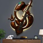 Metal Guitar Ganesh Wall Art With LED