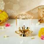 Brass Akhand Diya with Glass
