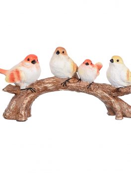 Polyresin 4 Birds Sitting On Tree Branch Figurine/Showpiece for Home Office Decor