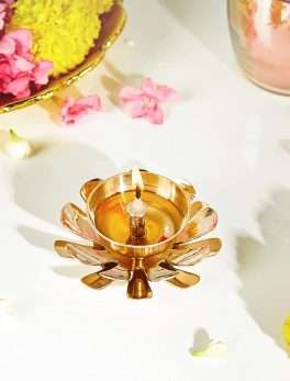 Brass Diya with Double Petals
