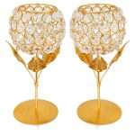 Metal Crystal Candle Holder, Pack of 2