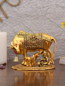 Metal Kamdhenu Cow With Calf