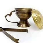 Brass Dhuna with Tong Antique Finish Dhoop Dani Loban Burner