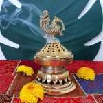 Brass Dhoopdani Loban Lamp with Lid | Peacock Incense Burner for Daily Puja