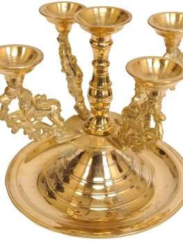 Five Wick Lamps Brass Diya