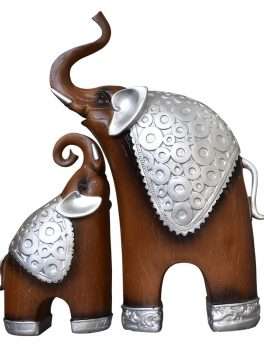 Thai Style Elephant Figurines Mother & Child Elephant Set Of 2