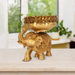 Brass Elephant Decorative Urli Bowl for Flowers