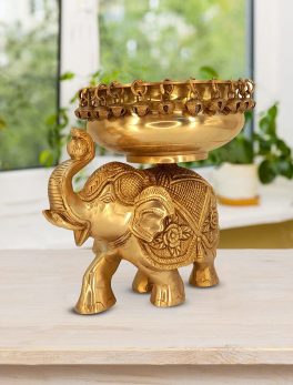 Brass Elephant Decorative Urli Bowl for Flowers