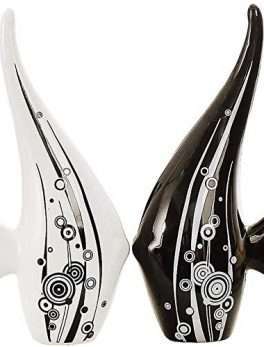 Black and White Bubble Fish Art Figure Set Of 2