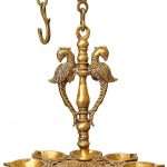 Brass Eight Wick Peacock Puja Lamp
