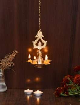 Brass Hanging Diya Lamp for Puja