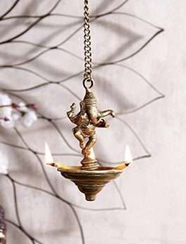 Dancing Ganesha Brass Hanging Oil Wick Diya
