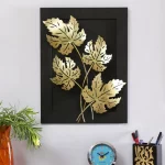 Iron Framed Leaf Wall Art In Gold For Home Decor
