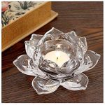 Glass Lotus Flower Tea Light Wax Candles Holder Diya