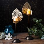 Metal Peacock T-light Stand (Set of 2)