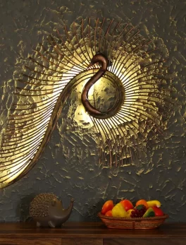 Iron Peocock Wall Art With LED