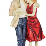 Polyester Love Couple with Umbrella Showpiece