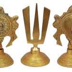 Brass Statue of Shankha Chakra Namah in a Set Religious Symbol of Lord Vishnu
