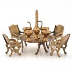 Antique Decorative Handcrafted Elegant Designer Brass Dining Table Chair Maharaja Set