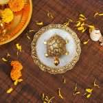 Metal Feng Shui Tortoise On Plate Showpiece