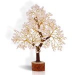 Seven Chakra Crystal Gemstone Bonsai Money Tree with Golden Wire and 300 Beads Figurine Standard