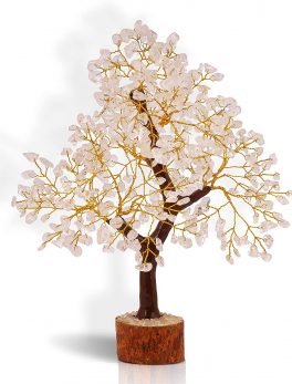 Seven Chakra Crystal Gemstone Bonsai Money Tree with Golden Wire and 300 Beads Figurine Standard
