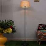 Straight Metal Floor Night Table Lamp with Shade