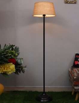 Straight Metal Floor Night Table Lamp with Shade