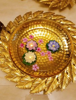 Leaf Shape Metal Urli For Home Decor