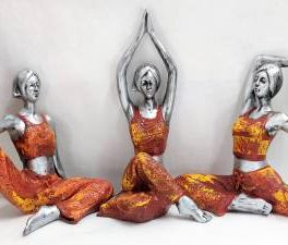 Yoga Posture Lady Statue For Home Decor Set Of 3
