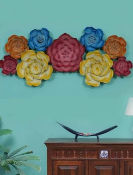 Metal Decorative Flower Wall Art In Multicolour