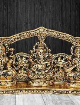 Metal Laxmi Ganesh Saraswati Idol Showpiece