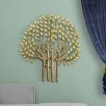 Metal Golden Color Tapasi Tree Wall Decorative Hanging & Mounted Art Sculpture (Size 36 x 40 inches)