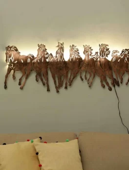 Iron 7 Running Horse Wall Art With LED