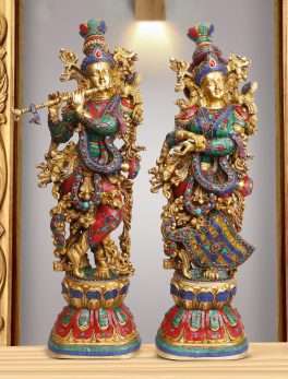 Brass Radha Krishna Idol for Home Mandir Decor