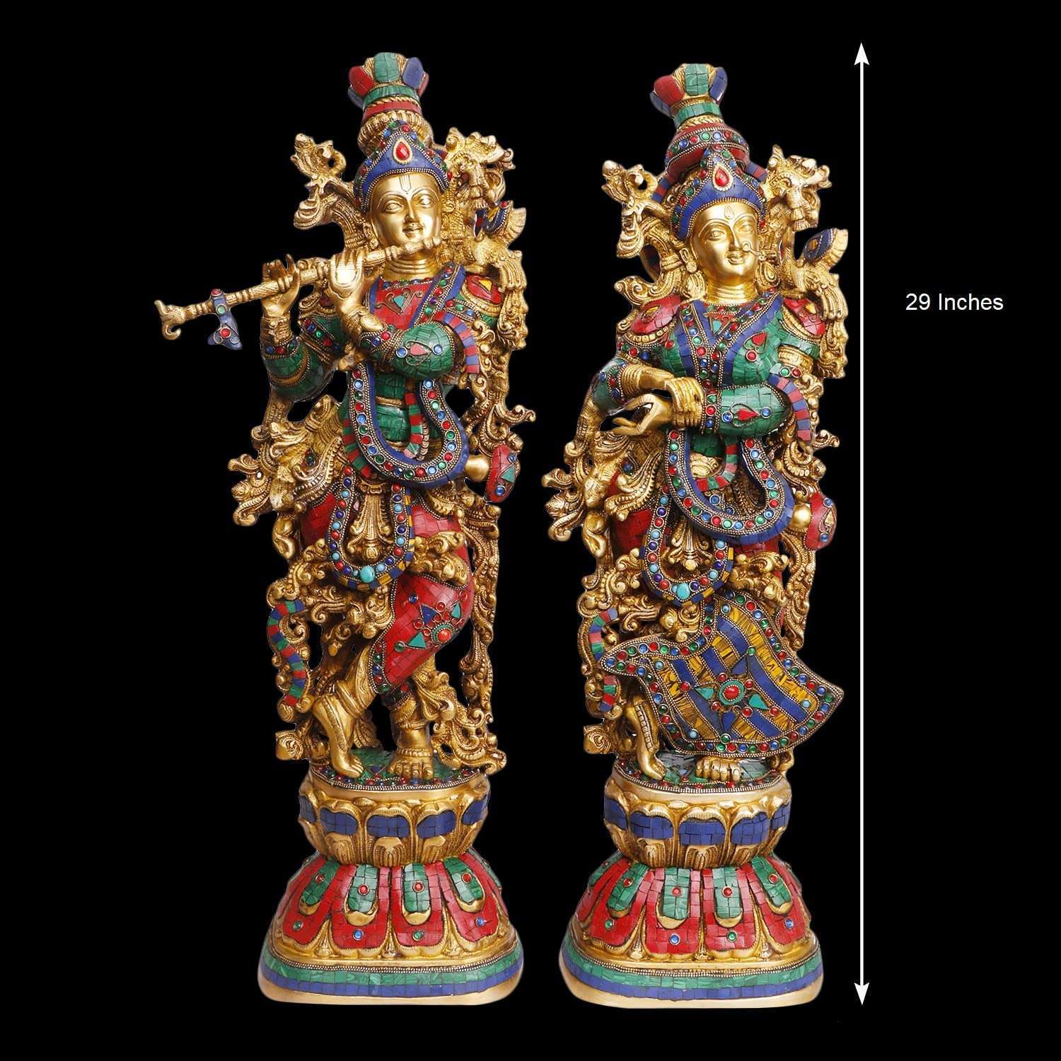 Brass Radha Krishna Idol for Home Mandir Decor - Image 2
