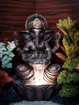 Lotus Ganesh Water Fountain With LED Light (2 Feet)