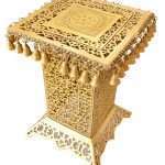 Ethnic Design Brass Metal Decorative Corner Table with Hanging Bells Showpiece for Home Decor