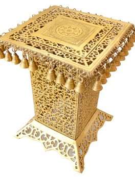Ethnic Design Brass Metal Decorative Corner Table with Hanging Bells Showpiece for Home Decor