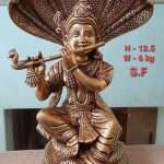 Brass Shree Krishna Sitting On Sheshnaag Idol for Puja