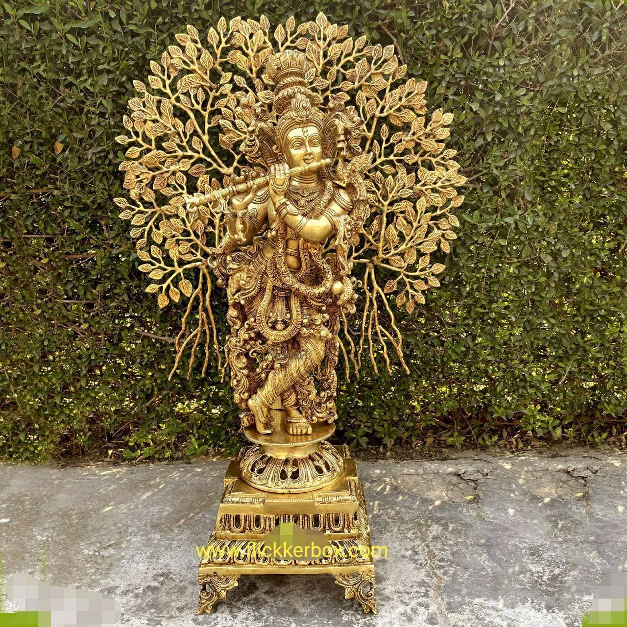 Brass Krishna with tree god Idol
