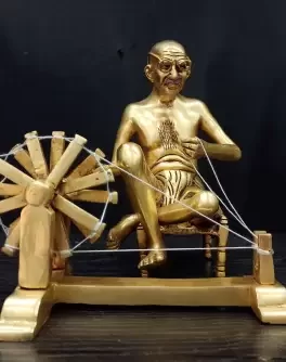 Brass Gandhi Ji with Charkha