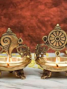 Pure Brass Shanku Chakra Spl Design Table Diya