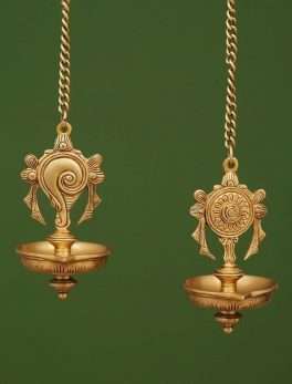 Handmade Brass Shankh Chakra Lamp Hanging