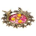 Traditional Bird Butterfly Flowers Urli Bowl Showpiece for Floating Candles Home and Office Decoration