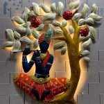 Metal Wall Art Krishna Sitting Under Tree