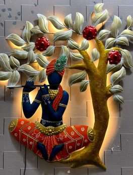Metal Wall Art Krishna Sitting Under Tree
