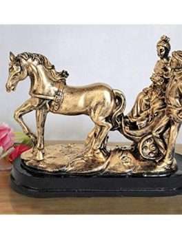 Decorative Cute Horse Cart Couple Showpiece Statue Figurines for Gift